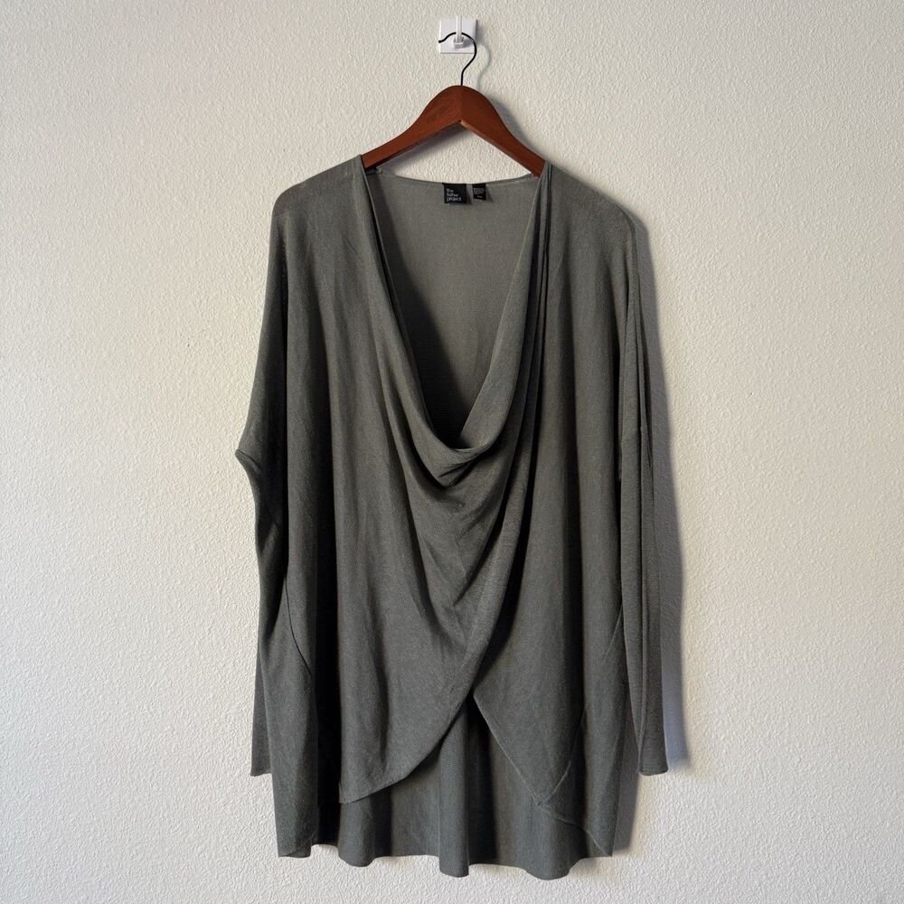 The Fisher Project Twist Front Top Womens M Gray Cowl Neck Draped Blouse